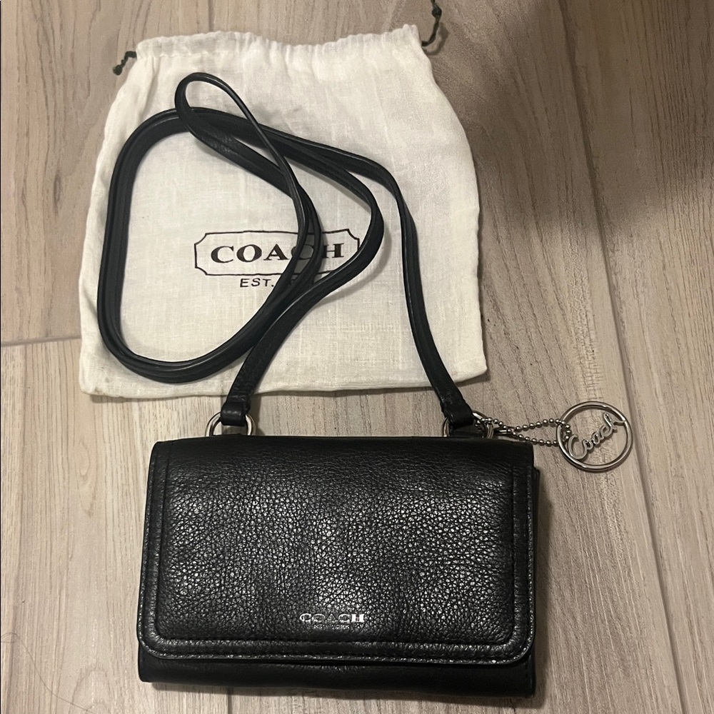 Coach Pebbled Black Leather Crossbody Bag